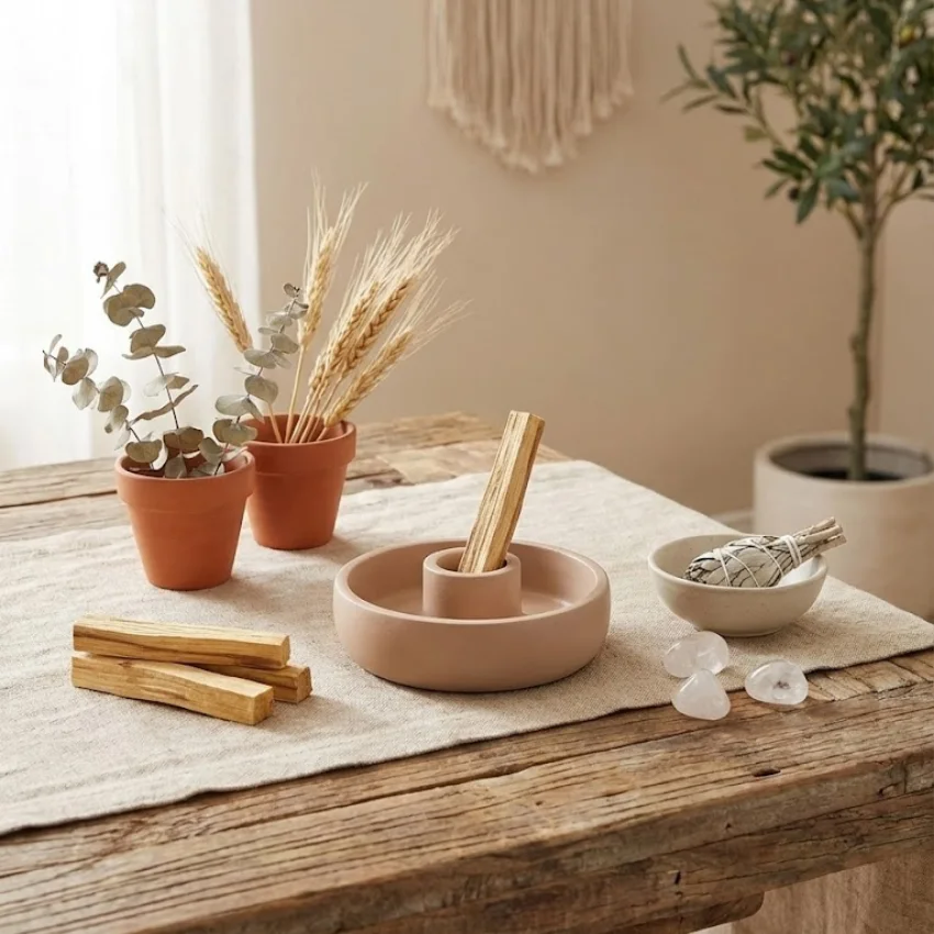Mocha Beton Tütsülük ve Palo Santo Tutucu